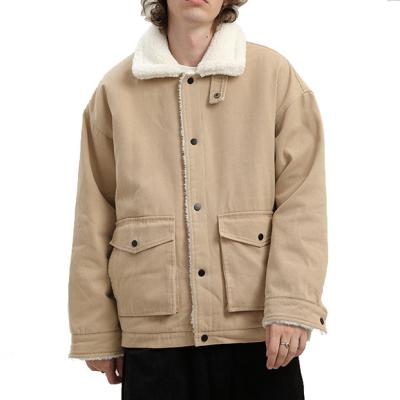 China OEM Waterproof Jackets Customized Buttons Up Pockets Winter Mens Fleece Jacket for sale