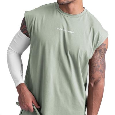 China Anti-Wrinkle Sports Jogging Back Mesh Top Men Breathable Sleeveless T-Shirt for sale