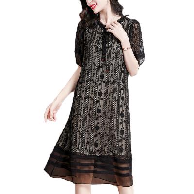 China Casual Dresses 2022 Anti-wrinkle Summer Dress Embroidery Silk Elegant Beaded for sale