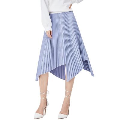 China OEM 2022 New Breathable Wholesale High Waist Asymmetrical Design Midi Pleated Skirt for sale