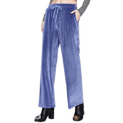 China 2022 Winter Autumn Anti-wrinkle Drawstring Draping Rocket Pants Women's Corduroy Straight Pants for sale