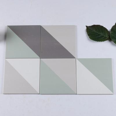 China Retro Vintage Kitchen Bathroom Background Wall Porcelain Tile 200*200mm Green Geometric Tile for sale