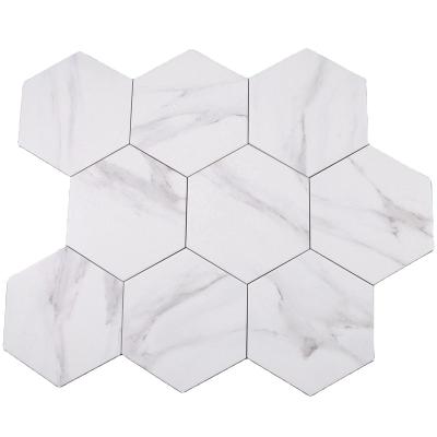 China Modern Hexagon Tile Candy Gloss Marble Wall Mosaic Sticker For Kitchen Cladding Bathroom Hotel Cafe for sale