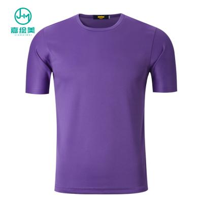 China Wholesale Custom JHM Purple Anti-Shrink Dry Fit White Round Neck T-Shirt Polyester for sale