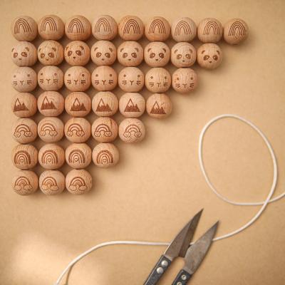 China Natural Molar Wooden Beads Beech Wood Beads 16mm Round Eco - Friendly Loose Beads Wholesale for sale