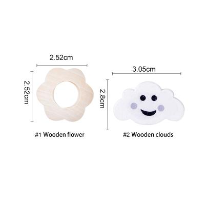 China Eco-friendly Natural Wooden Cloud Flower Beads Baby Matching Diy Accessories Teether Molar Beads Wholesale for sale