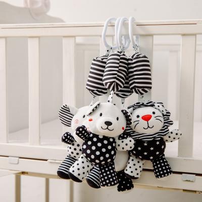 China Eco-friendly Supplies Newborn Cartoon Bed Bell Baby Snatch Toy Black And White Animal Animal Rattle for sale