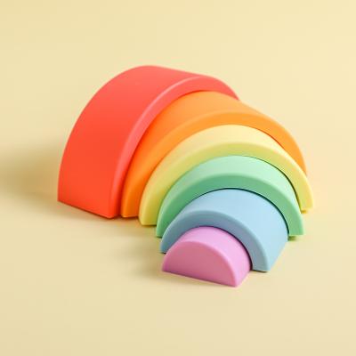 China Silicone Material Eco-friendly Toys Baby Six Grid Rainbow Toys Montessori Educational Toys Wholesale for sale