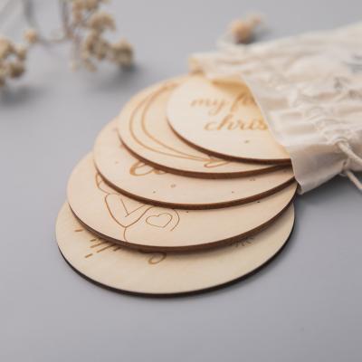 China China Double Sided Wooden Baby Milestone Milestone Card Newborn Monthly Baby Photography Props for sale