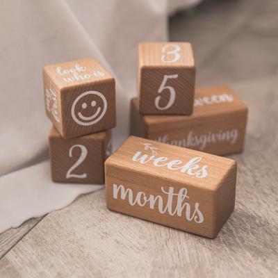 China China High End Newborn Wooden Milestone Set Beech Wood Baby Monthly Photo Props Milestone for sale