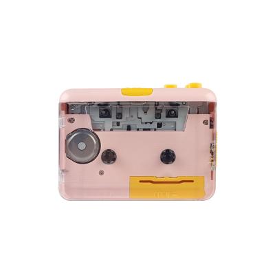 China Revserse Auto Factory Customized Beautiful Lady Transparent Pink Audio Portable Tape To MP3 Converter Cassette Player for sale