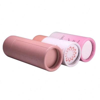 China Recycled Materials 100ml Factory Pink Products Small Lipstick Printing Kraft Paper Tube 140ml Deodorant Lift Up Tubes for sale