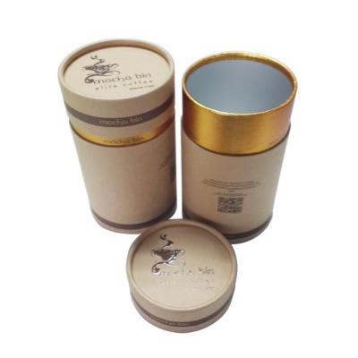 China Biodegradable Eco Friendly Metal Circled Coffee Powder Paper Can Black Cylindrical Packaging Tube for sale