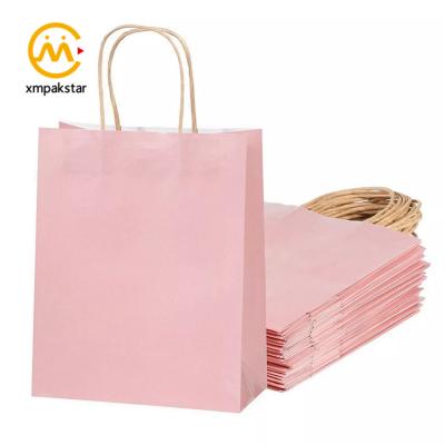 China Colorful Cheap Recycled Materials Kraft Paper Wrapping Bag With Your Own Logo Print For Party Gifts for sale