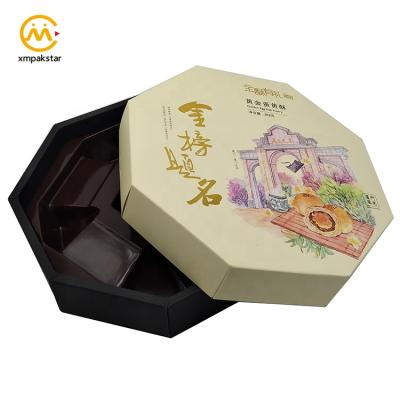 China Recyclable Custom Special Printed Polygon Shape Packing Box Mooncake With Plastic Jar for sale