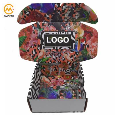 China Recycled Materials Custom Printed Corrugated Clothing Shoes Socks Underwear Garment Gift Self Erecting Listing Packaging Boxes for sale