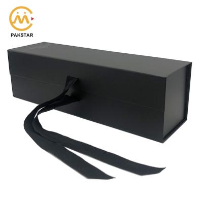 China Recyclable Luxury Custom Rectangle Gift Paper Box Size Folding Wine Box With Magnetic And Ribbon Closure For Wine for sale