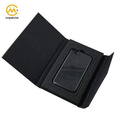 China Recyclable Custom Black Flip Cell Phone Case Packaging Paper Box With Foam for sale