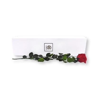 China Recycled Materials Flower Rose Rectangular Rigid White Gift Box Classic Cardboard Custom Packaging White Paperboard / Black Hot Stamping for sale