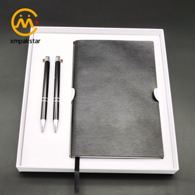 China Perfect Binding Leather PU Soft Cover Agenda Notebook Planner Boxes Gift Set With Pen for sale