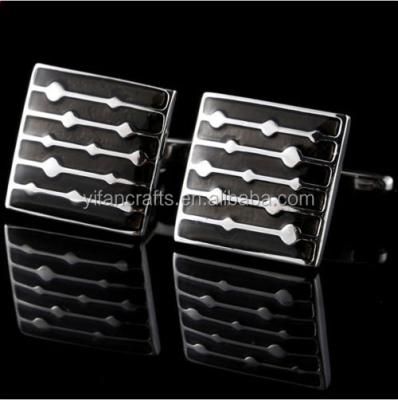 China Classic Cufflink Square Enamel Fashion Mens Shirt Button Wedding Party Silver Cuff Links for sale