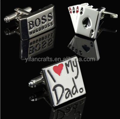 China HOT Classic Vintage Silver Mens Wedding Stainless Steel Poker Cufflinks Cuff Links Gift for sale