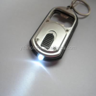 China Viable Mini Cute Pocket Keychain Keyring Beer Can Bottle Opener Led Flash Torch Light for sale