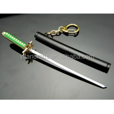 China Promotion Gift TFK121E- 135mm Katana Sword Key Chain Ring Green Japanese Samurai Bag Charm for sale