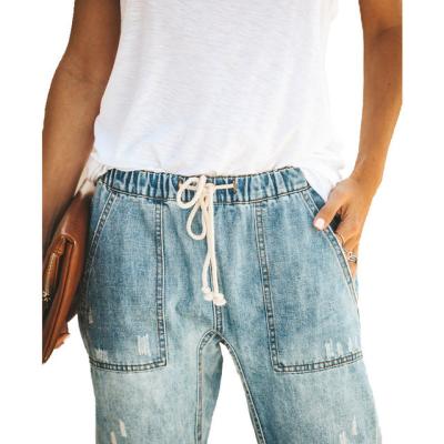 China FanLi 2022 QUICK DRY Female Ripped High Straight Loose Vintage Waist Friends Mom Denim Distressed Streetwear Women Jeans for sale