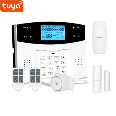 China Tuya IOS Android App Control WiFi+GSM+PSTN Home Security Alarm System with 99 Radio 4 Zones ACJ-400P Alarm Wire Kit for sale