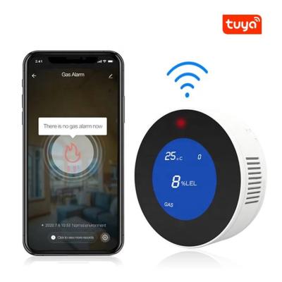 China Temperature Display IoT Voice Warning Large LCD Natural Gas Liquefied Petroleum Gas Leak Monitoring Alarm With Tuya Smart App for sale