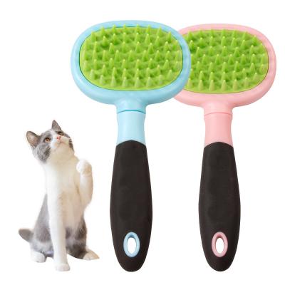 China Viable Dog Hair Comb Dog Grooming Brush Cat Slicker Silicone Massage Brush Pet Self Cleaning Dog Brush for sale