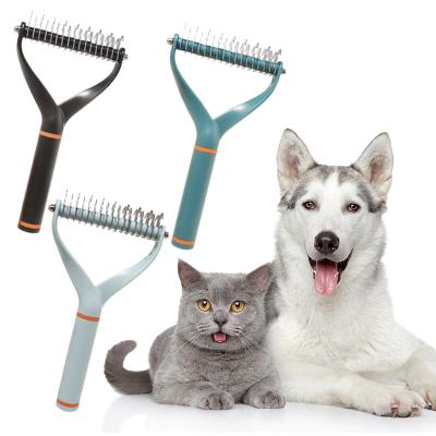 China Slicker Pet Hair Remover Stainless Steel Pet Grooming Tool Pet Grooming Brush Cleaning Rakes For Dog Cat for sale