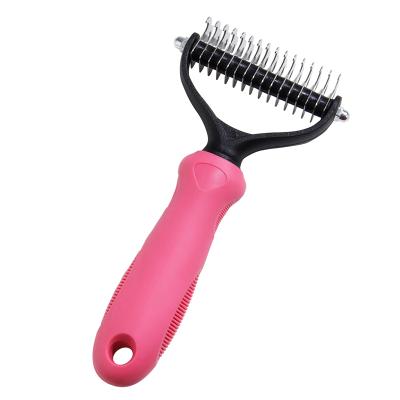 China Professional Pet Viable Removal Rake Brush Pet Grooming Comb for Small Medium Large Dogs Cats for sale