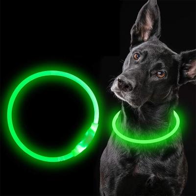 China Lights Up Rechargeable Eco Friendly TPU Usb Recycled Wide Led Luminous Dog Neck Supplies Collar For All Dogs for sale