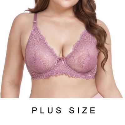 China Breathable Comfortable Design Underwire Thin Half Cup Plus Size Women'S Fat Bra Breathable Bra for sale