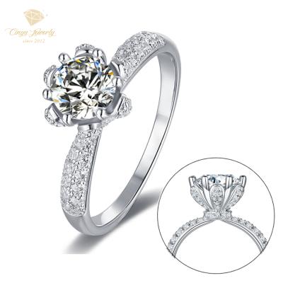 China 1 Carat FASHIONABLE Luxury Moissanite Moissanite Engagement Ring Diamond Jewelry Wholesale for sale