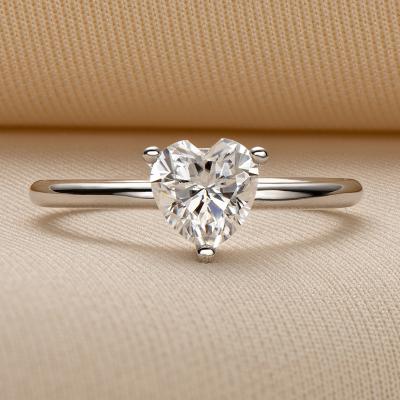 China Classic 1925 CT heart shape cut moissanite diamond rings sterling silver jewelry women TRENDY for sale