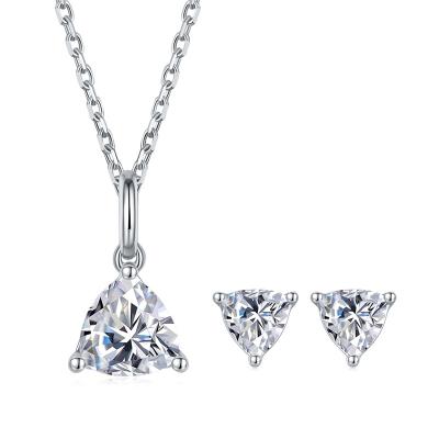 China New TRENDY Design Trillion Cut 1 Carat Three Fork Moissanite D Color Necklace Jewelry for sale