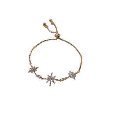 China /Sports Women Adjustable Simple Eight-pointed Star Lucky Star Casual Micro Studded Crystal Bangles Bracelet for sale