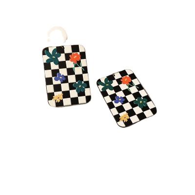 China CLASSIC Black and White Luxury Geometric Acrylic Checkerboard Earrings for sale