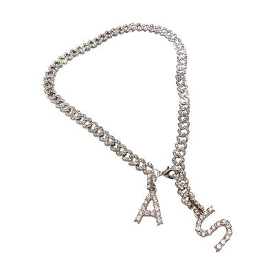 China TRENDY Design Diamond Letter A, S Women Fashion Female Fashion Chains Necklaces Punk Style Crystal Necklace for sale