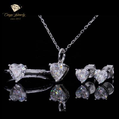 China CLASSIC 1 Ct. Three Trillion Fork Ring Earring Pendant Necklace Luxury Gold Cut Moissanite Plated Jewelry Sets for sale