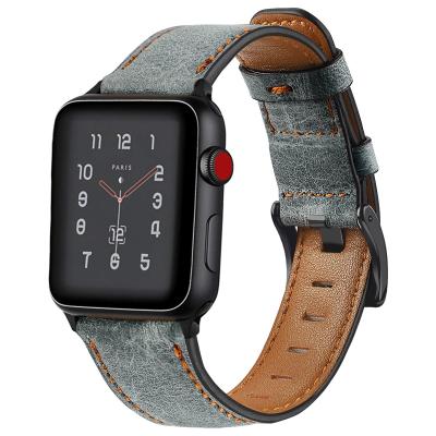 China Luxury Fashion Leather Daily Life 7 Colors Retro Watches Men Wrist Replacement Series6 Apple Watch Band Smart I/O Strap for sale