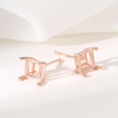 China Retail Wholesale 10K/14K/18K Gold Double Prongs Band DIY Jewelry Accessory 4 Real Gold Earrings Stud Designs for sale