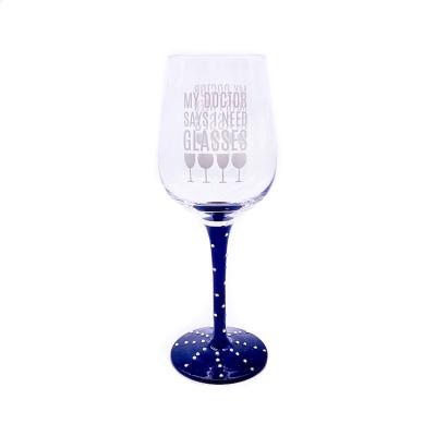 China Viable Transparent Red Wine Glass Glblet With Black Bottom And Rhinestone Decoration for sale