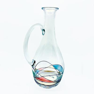 China Sustainable Glass Water Jug With Handle Transparent Glass Cold Kettle Juice Jug Household Nordic Cooler for sale