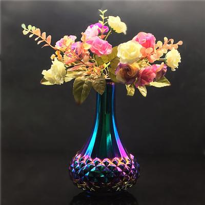 China Europe wholesale home decoration effect flower colorful electroplating glass vase for sale