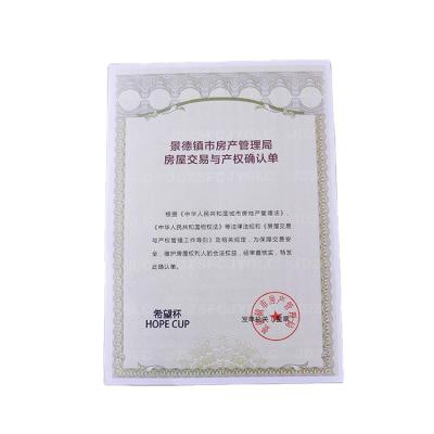 China High security/anti-copy custom high quality watermark/anti-copy custom high quality watermark security thread fiber blue black blue transcription award certificate certificate paper for sale