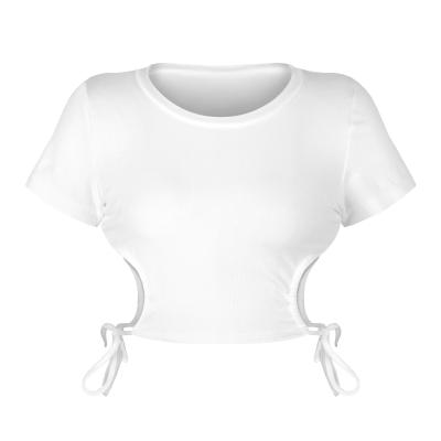 China Plain Compressed Cotton Women Sports T Shirts Minimal Slim Tube Crop Tops Corset for sale